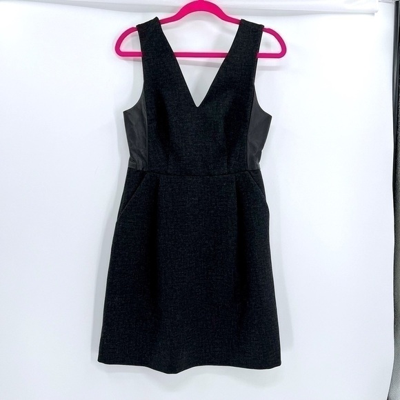 Madewell E1516 Dark Gray Leather Insert Ponte Sleeveless Dress size 4 - Picture 5 of 15